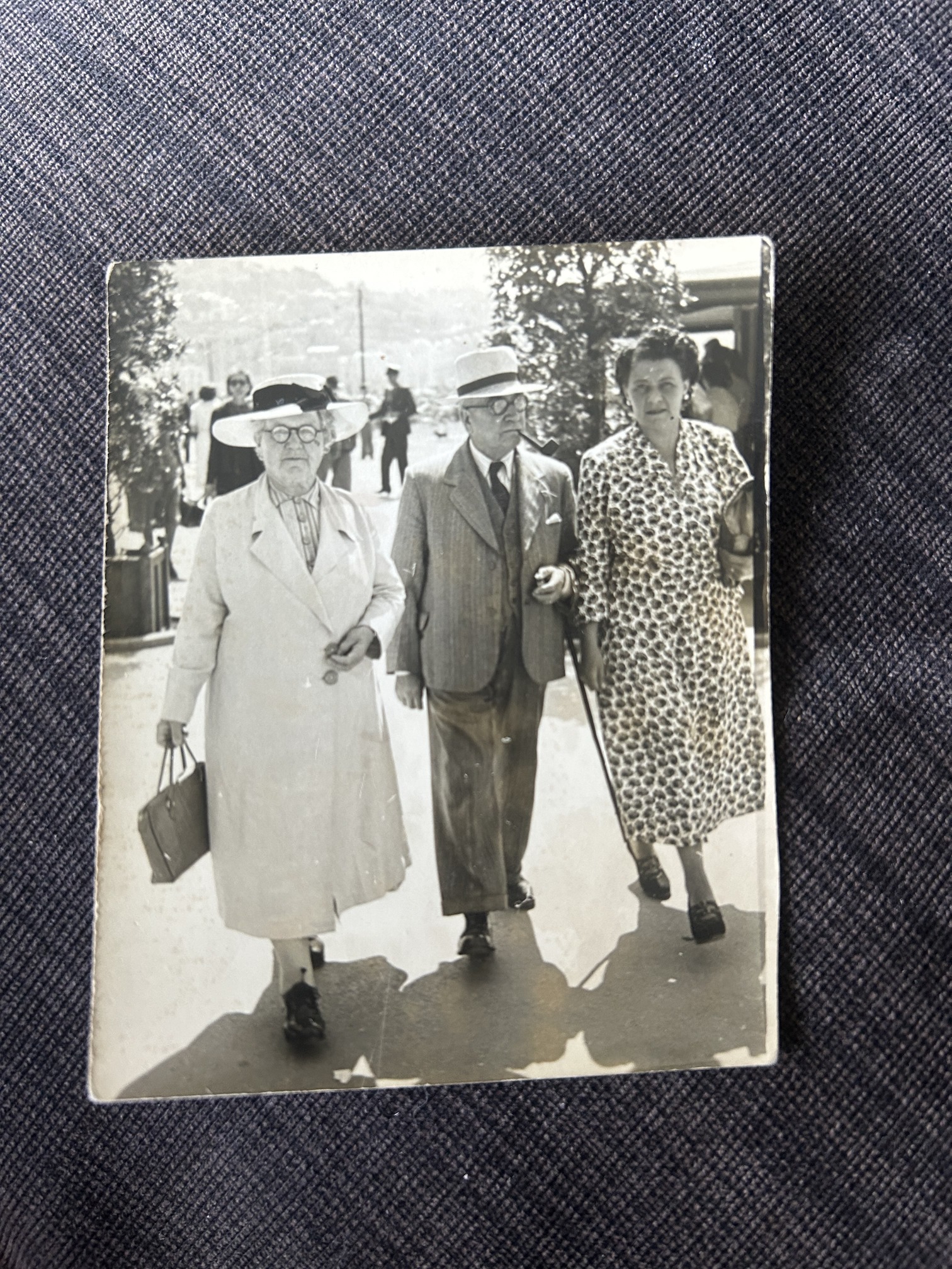 Historic family photograph of Fanny walking with a gentleman