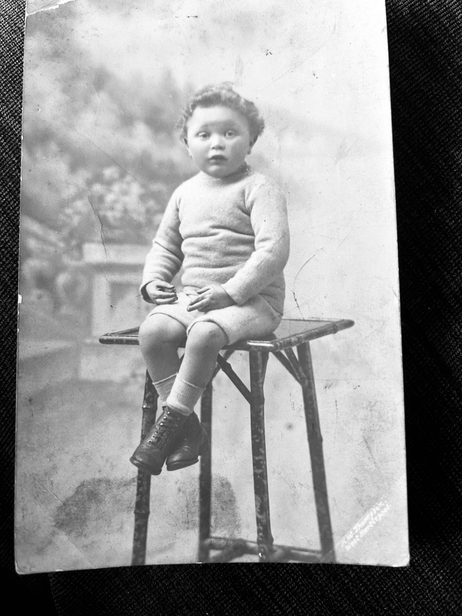Unidentified young child in an early twentieth-century studio portrait, associated with a Cook family story about Russia